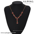 43448-Xuping women female newest flower design gold colorful necklaces